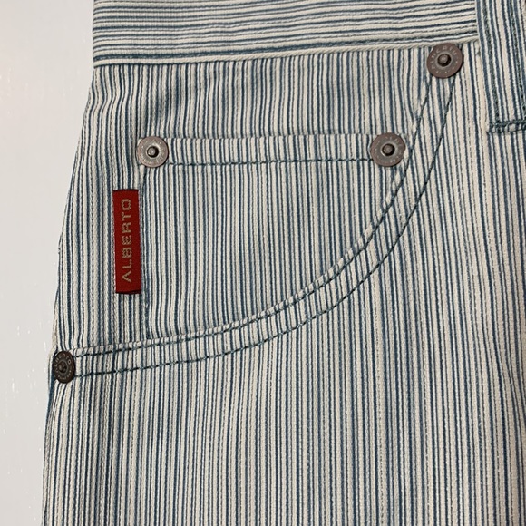 Alberto Mens White/Blue/Gray Multistripe Pants - Picture 5 of 9
